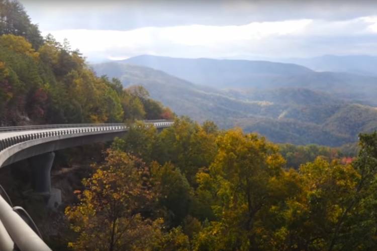 View of road along the mountains.