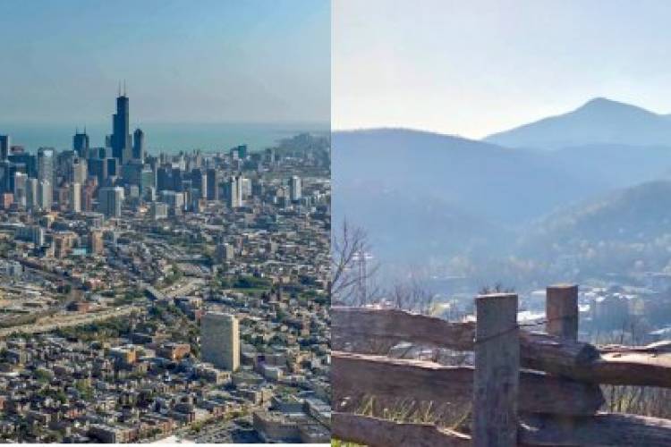 Chicago skyline and the Smoky Mountains 