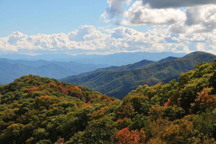 View of smoky mountains.