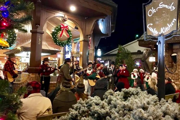 Band playing christmas music.