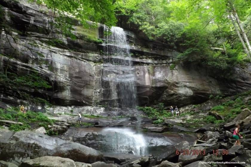 A waterfall along the rainbow fall trail.