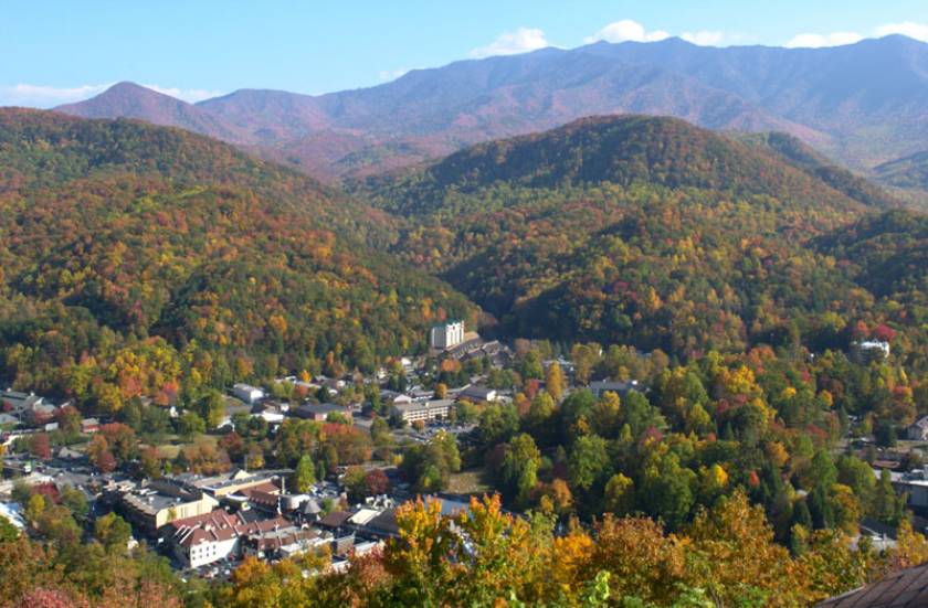 View of mountains from sky lift.